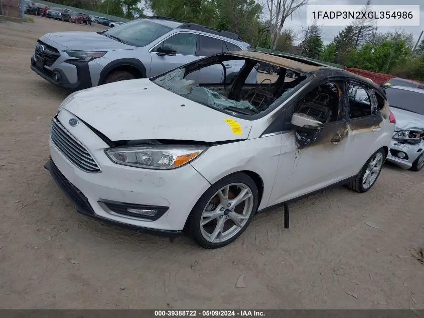 2016 Ford Focus Titanium VIN: 1FADP3N2XGL354986 Lot: 39388722