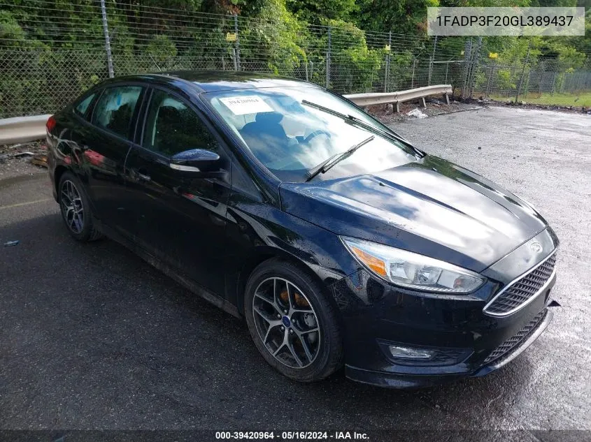 2016 Ford Focus Se VIN: 1FADP3F20GL389437 Lot: 39420964