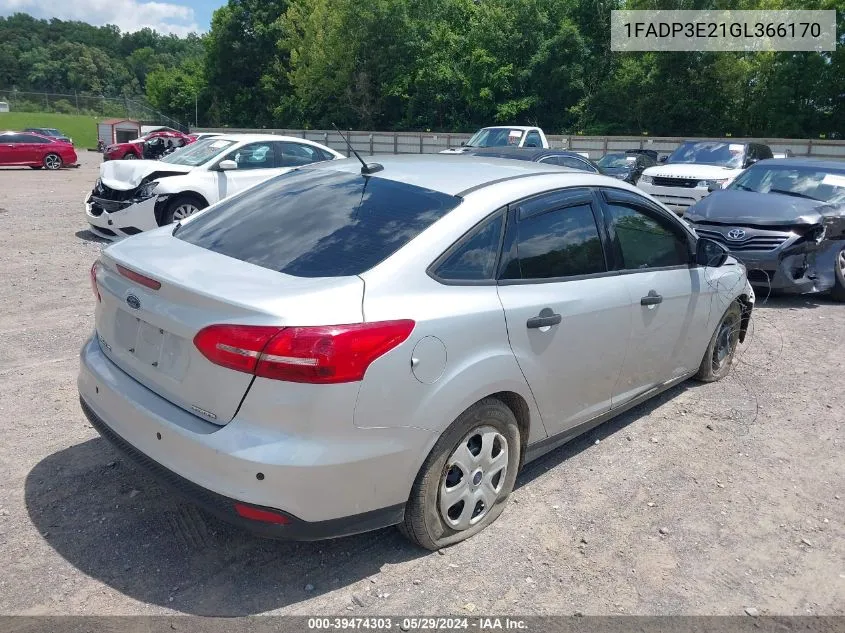 2016 Ford Focus S VIN: 1FADP3E21GL366170 Lot: 39474303