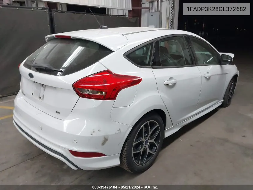 2016 Ford Focus Se VIN: 1FADP3K28GL372682 Lot: 39476104