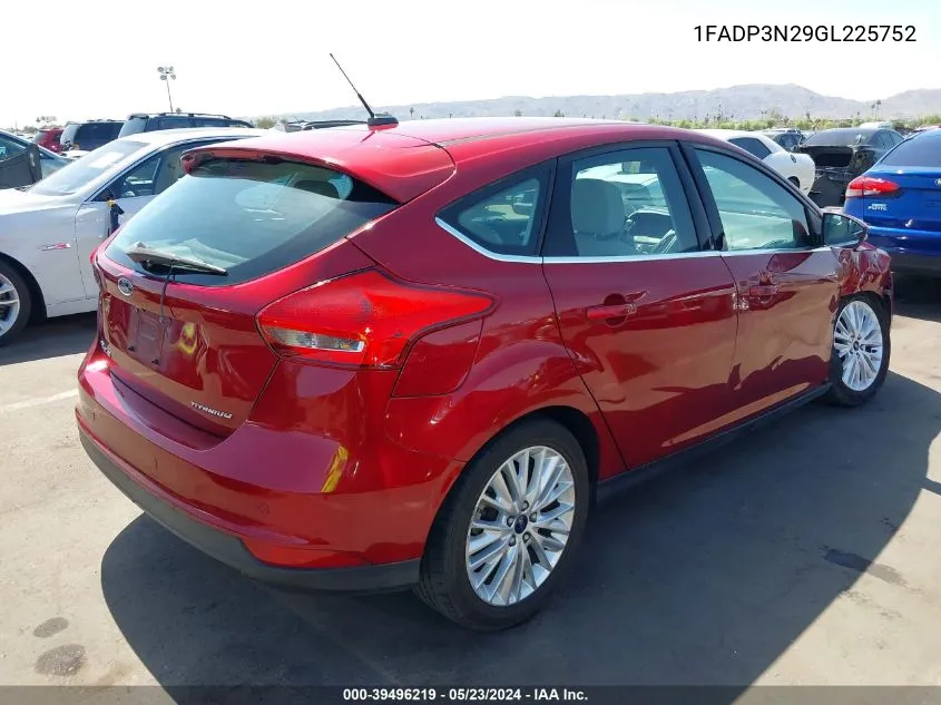 2016 Ford Focus Titanium VIN: 1FADP3N29GL225752 Lot: 39496219