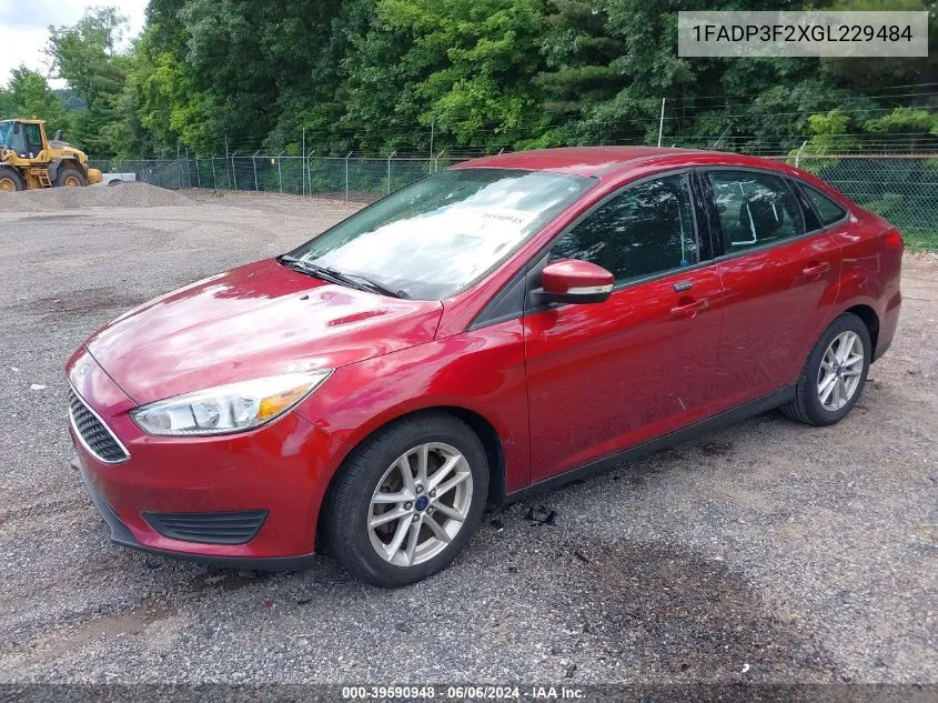 2016 Ford Focus Se VIN: 1FADP3F2XGL229484 Lot: 39590948