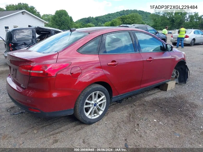 2016 Ford Focus Se VIN: 1FADP3F2XGL229484 Lot: 39590948