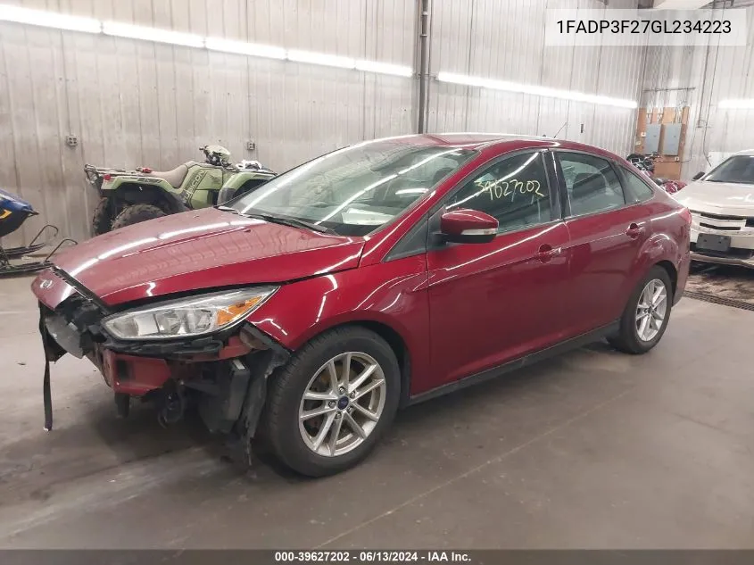 2016 Ford Focus Se VIN: 1FADP3F27GL234223 Lot: 39627202