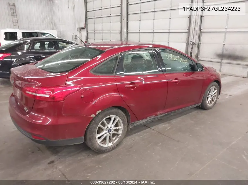 2016 Ford Focus Se VIN: 1FADP3F27GL234223 Lot: 39627202