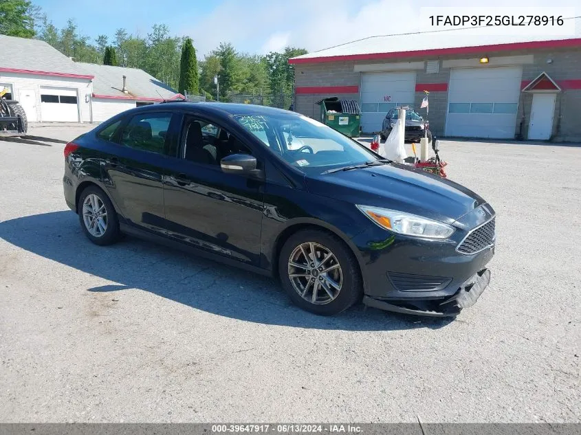 2016 Ford Focus Se VIN: 1FADP3F25GL278916 Lot: 39647917