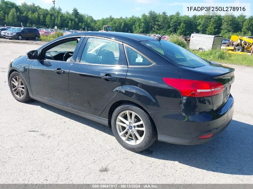 2016 Ford Focus Se VIN: 1FADP3F25GL278916 Lot: 39647917