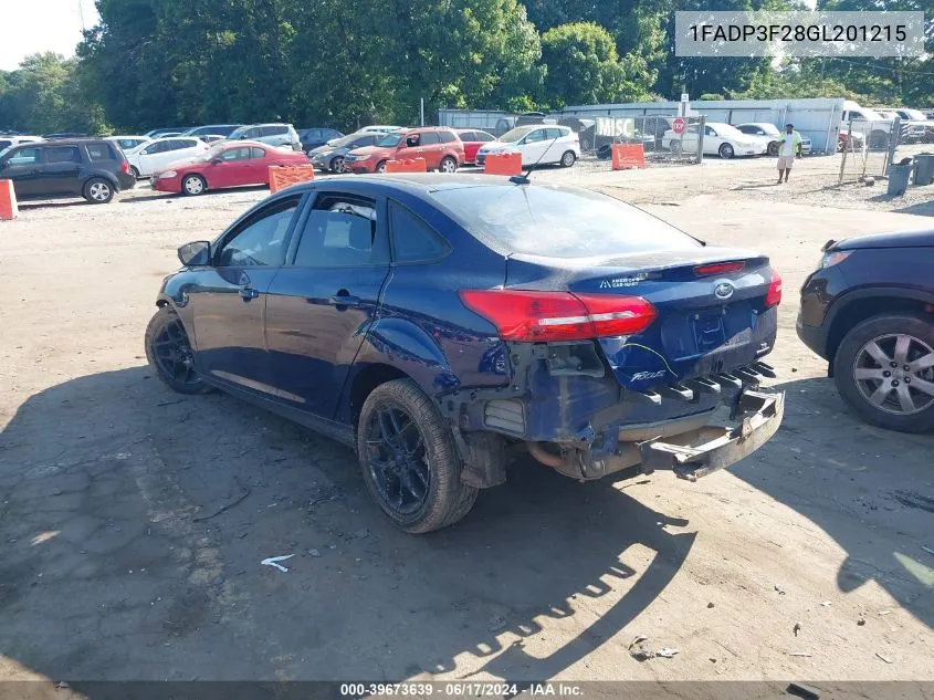 2016 Ford Focus Se VIN: 1FADP3F28GL201215 Lot: 39673639