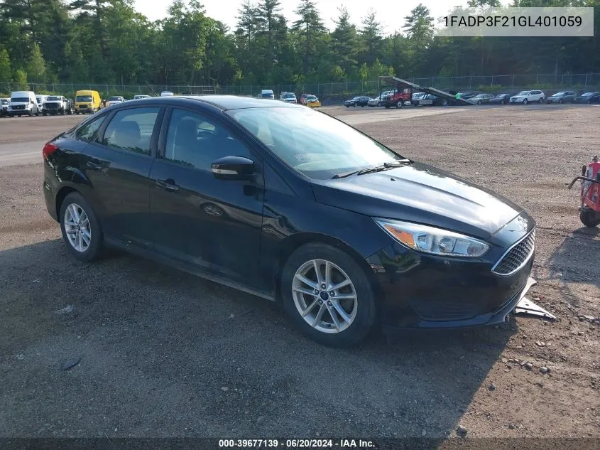 2016 Ford Focus Se VIN: 1FADP3F21GL401059 Lot: 39677139