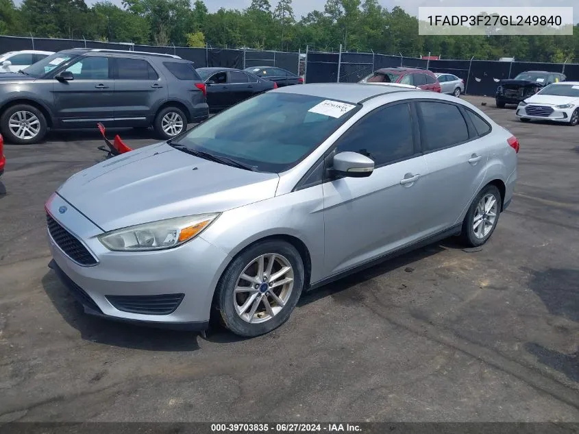 1FADP3F27GL249840 2016 Ford Focus Se