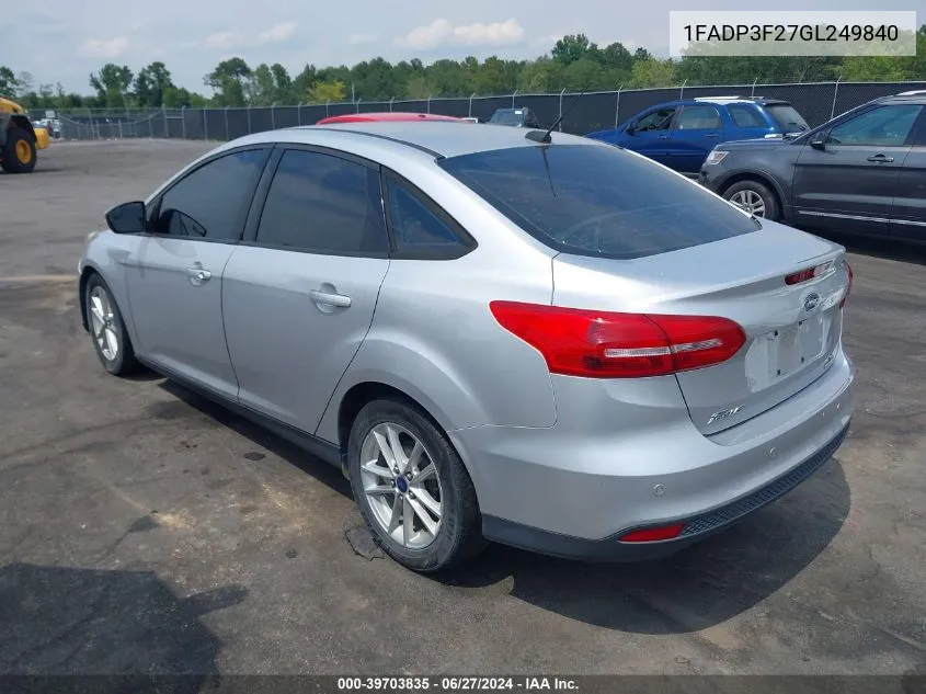 1FADP3F27GL249840 2016 Ford Focus Se