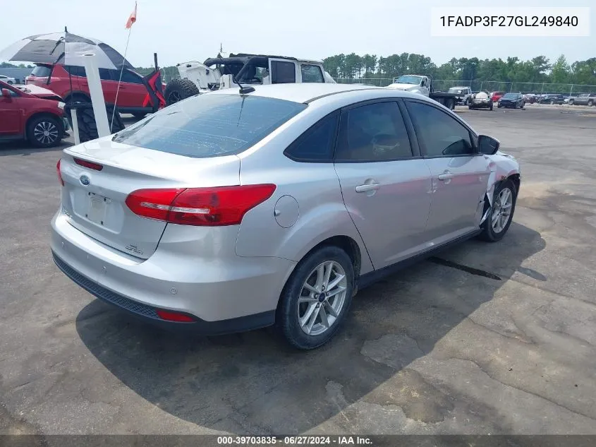 1FADP3F27GL249840 2016 Ford Focus Se