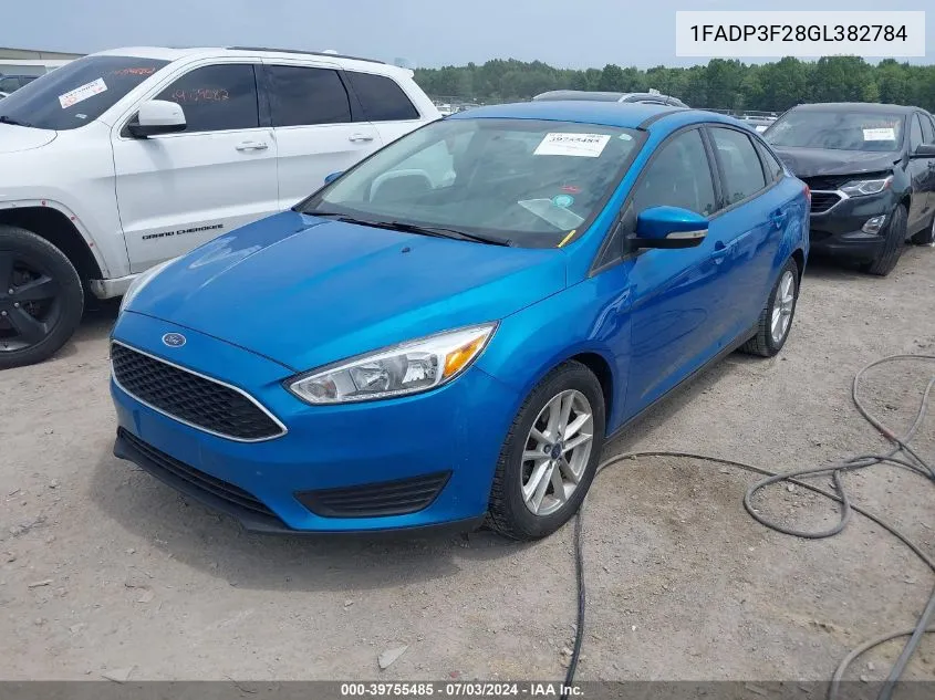 2016 Ford Focus Se VIN: 1FADP3F28GL382784 Lot: 39755485