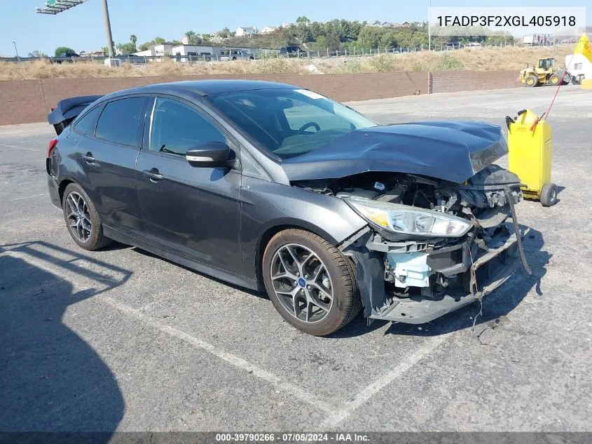 2016 Ford Focus Se VIN: 1FADP3F2XGL405918 Lot: 39790266