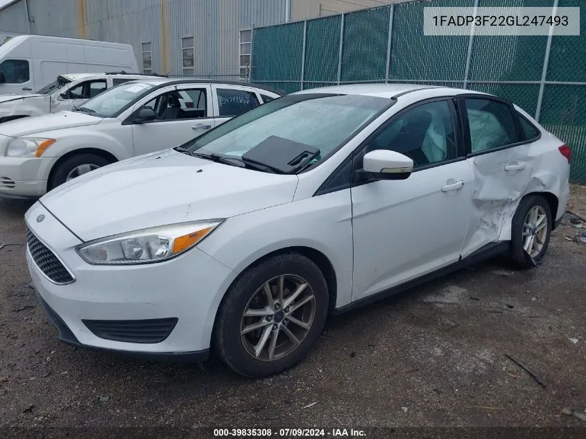 2016 Ford Focus Se VIN: 1FADP3F22GL247493 Lot: 39835308