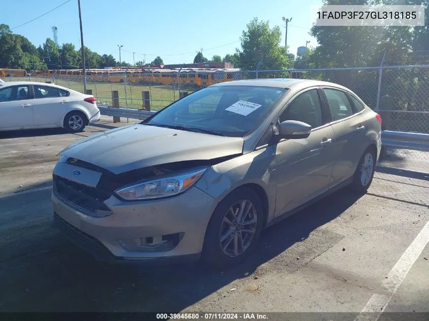 2016 Ford Focus Se VIN: 1FADP3F27GL318185 Lot: 39845680