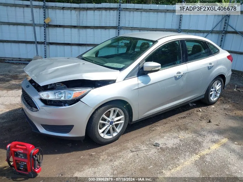 2016 Ford Focus Se VIN: 1FADP3F2XGL406678 Lot: 39862979