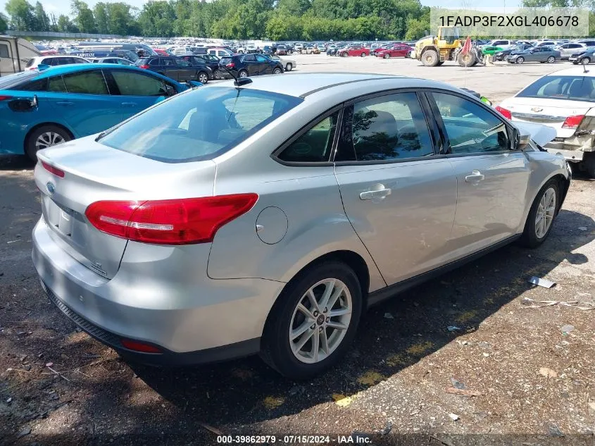 1FADP3F2XGL406678 2016 Ford Focus Se