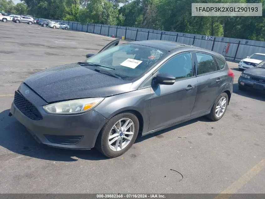 2016 Ford Focus Se VIN: 1FADP3K2XGL290193 Lot: 39882368