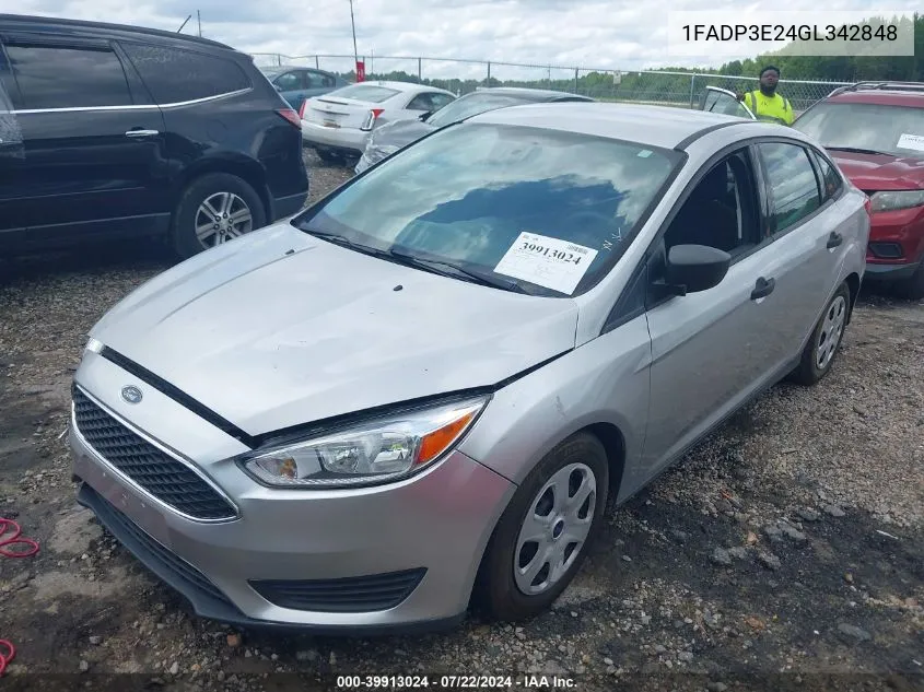 1FADP3E24GL342848 2016 Ford Focus S