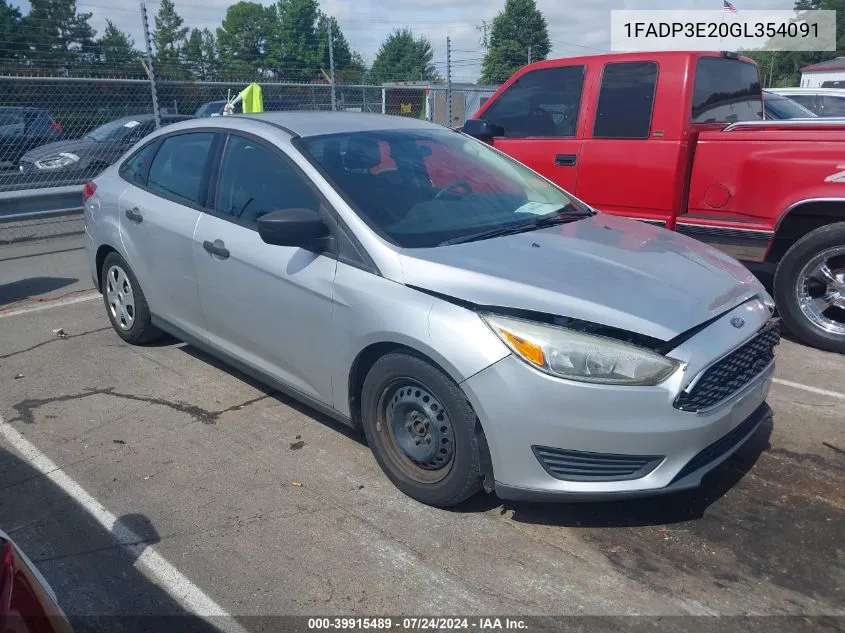 2016 Ford Focus S VIN: 1FADP3E20GL354091 Lot: 39915489