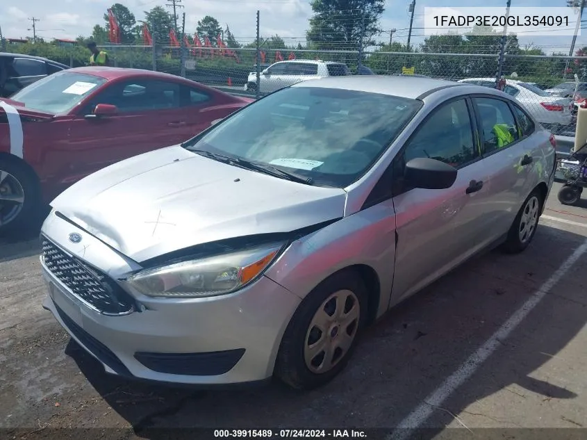 2016 Ford Focus S VIN: 1FADP3E20GL354091 Lot: 39915489