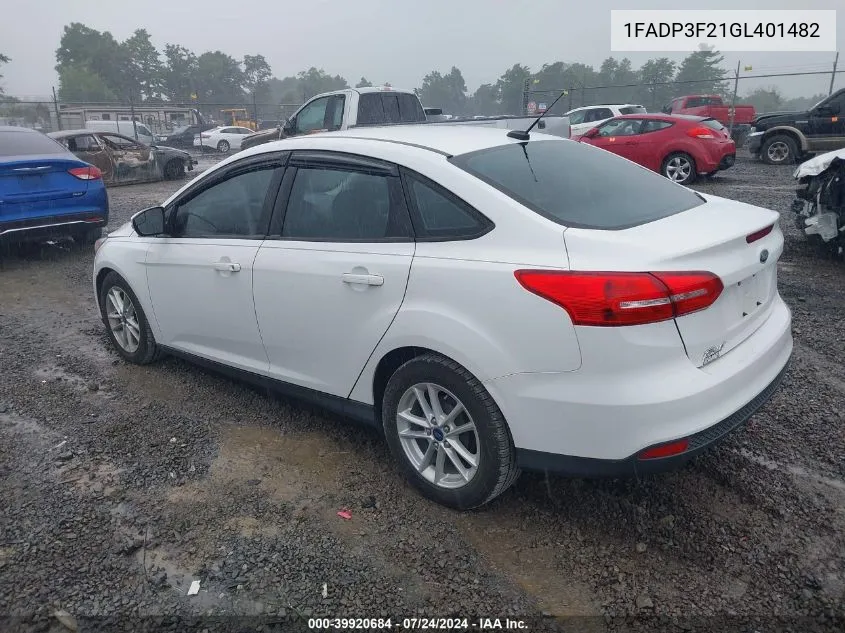 1FADP3F21GL401482 2016 Ford Focus Se