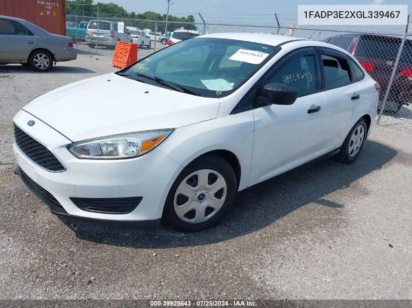 2016 Ford Focus S VIN: 1FADP3E2XGL339467 Lot: 39929643