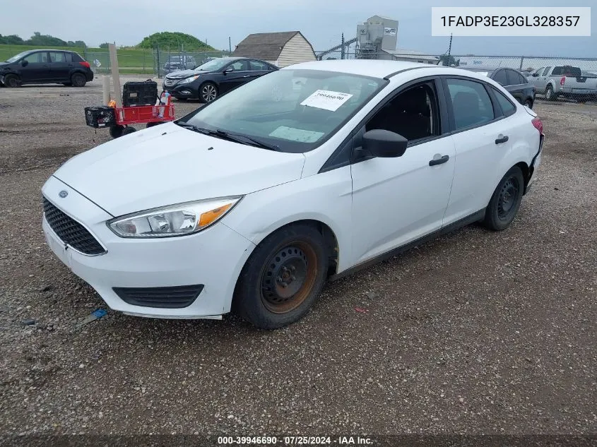 2016 Ford Focus S VIN: 1FADP3E23GL328357 Lot: 39946690