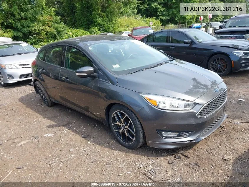 2016 Ford Focus Se VIN: 1FADP3K22GL381216 Lot: 39964019