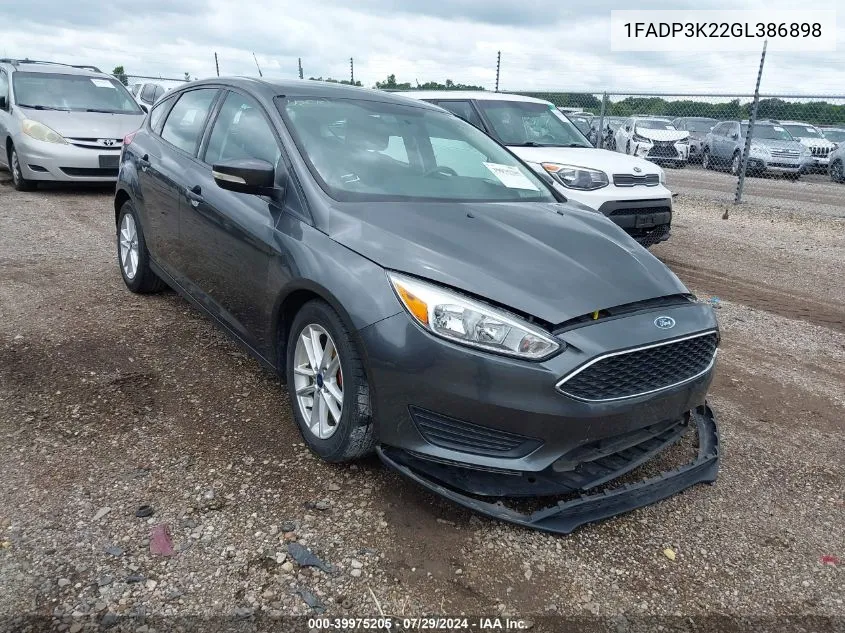 2016 Ford Focus Se VIN: 1FADP3K22GL386898 Lot: 39975205