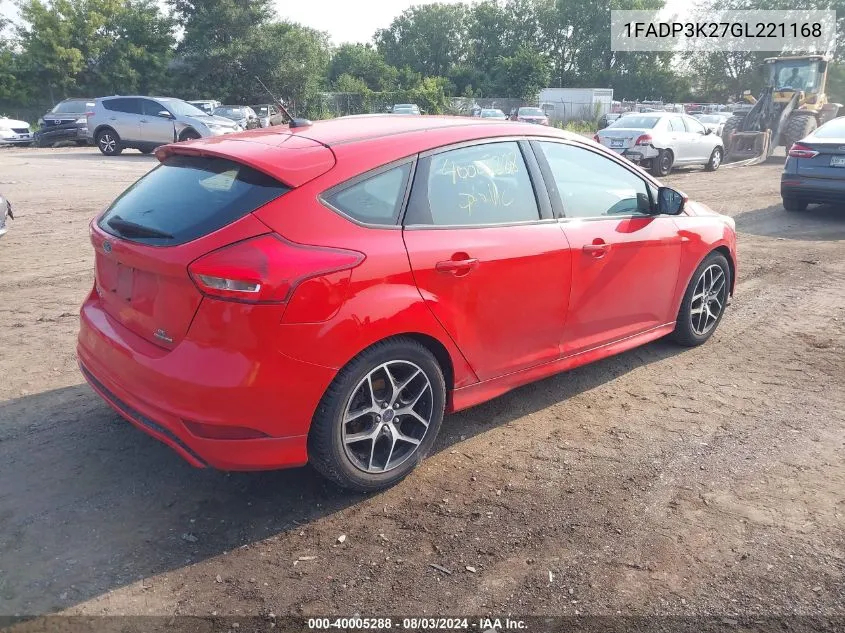 2016 Ford Focus Se VIN: 1FADP3K27GL221168 Lot: 40005288