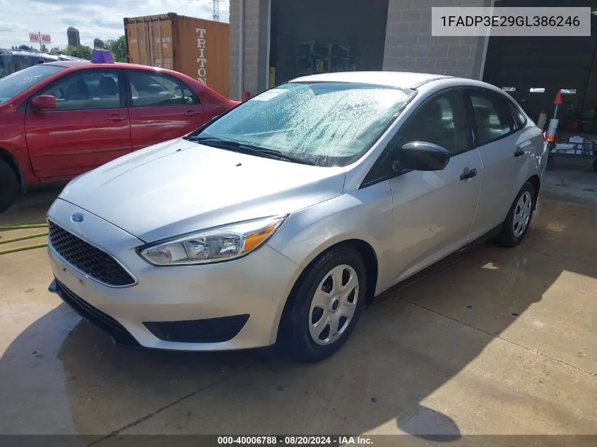 2016 Ford Focus S VIN: 1FADP3E29GL386246 Lot: 40006788