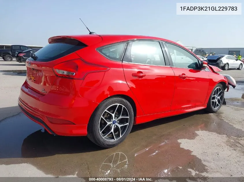 2016 Ford Focus Se VIN: 1FADP3K21GL229783 Lot: 40008793