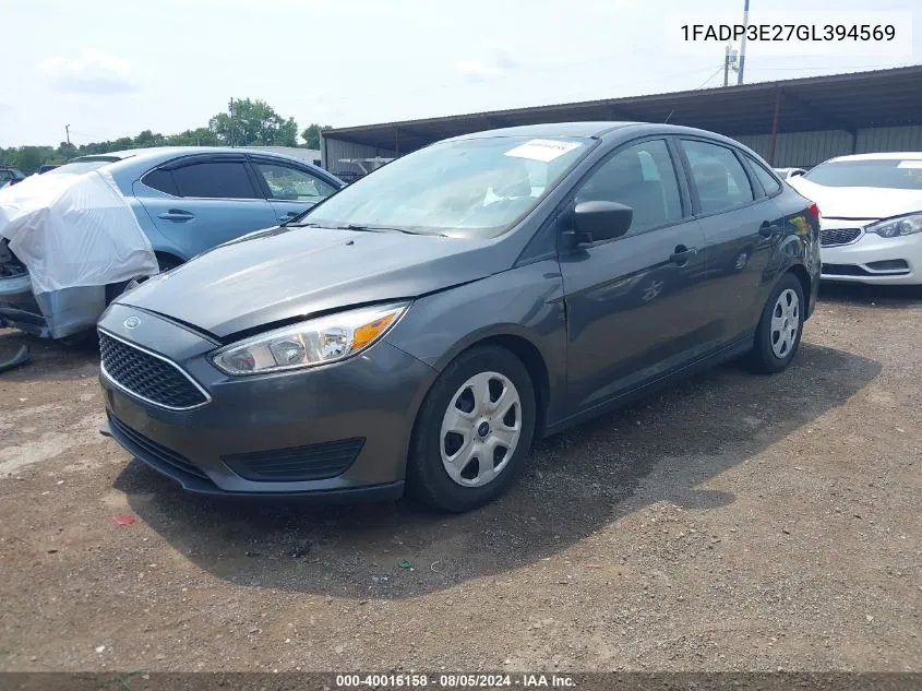 2016 Ford Focus S VIN: 1FADP3E27GL394569 Lot: 40016158