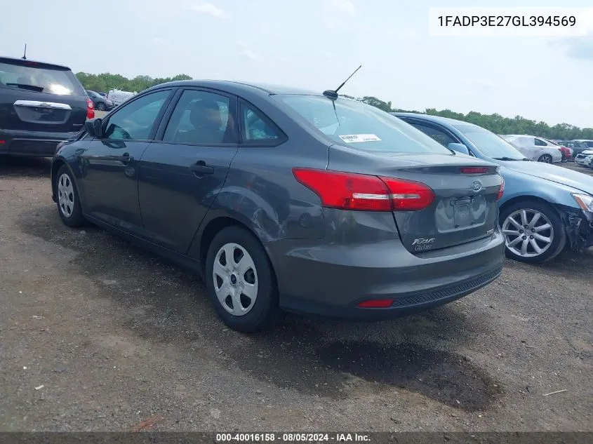 1FADP3E27GL394569 2016 Ford Focus S