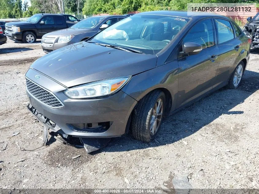 2016 Ford Focus Se VIN: 1FADP3F28GL281132 Lot: 40030926