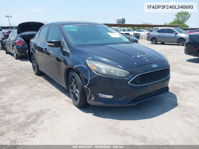 2016 Ford Focus Se VIN: 1FADP3F24GL340693 Lot: 40042327