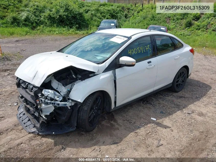 2016 Ford Focus Se VIN: 1FADP3F26GL315309 Lot: 40054175