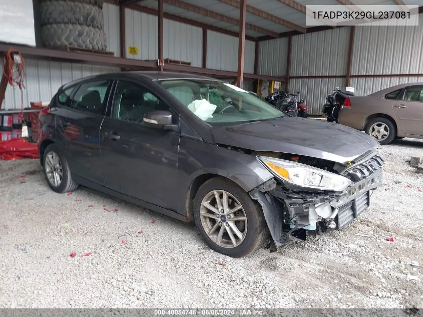 2016 Ford Focus Se VIN: 1FADP3K29GL237081 Lot: 40054748