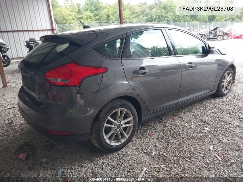 2016 Ford Focus Se VIN: 1FADP3K29GL237081 Lot: 40054748