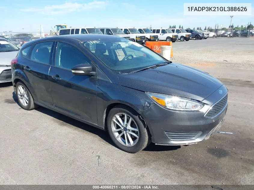 2016 Ford Focus Se VIN: 1FADP3K21GL388626 Lot: 40060211