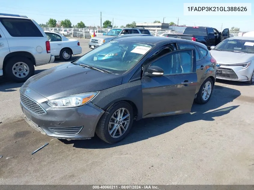 2016 Ford Focus Se VIN: 1FADP3K21GL388626 Lot: 40060211