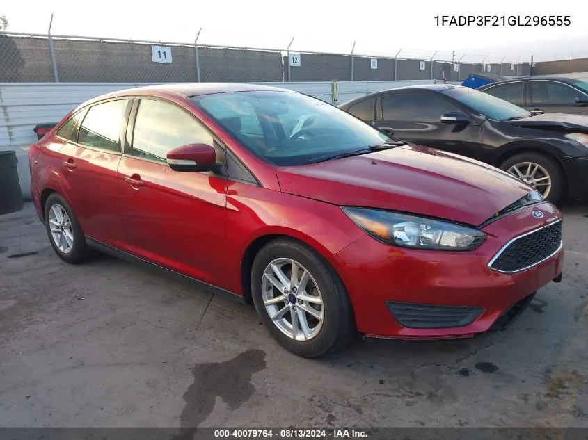 2016 Ford Focus Se VIN: 1FADP3F21GL296555 Lot: 40079764