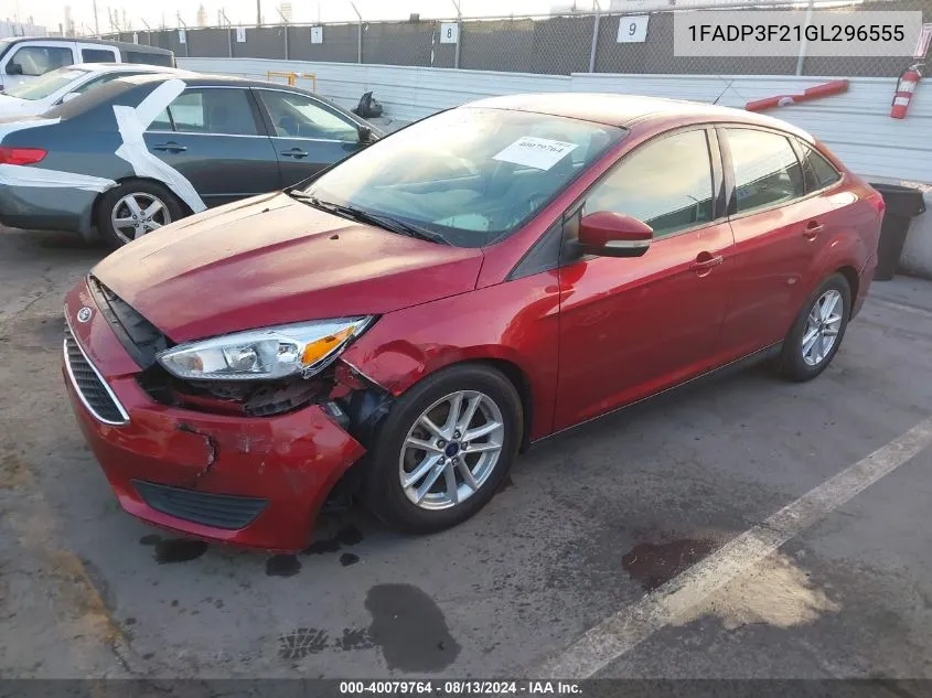 2016 Ford Focus Se VIN: 1FADP3F21GL296555 Lot: 40079764