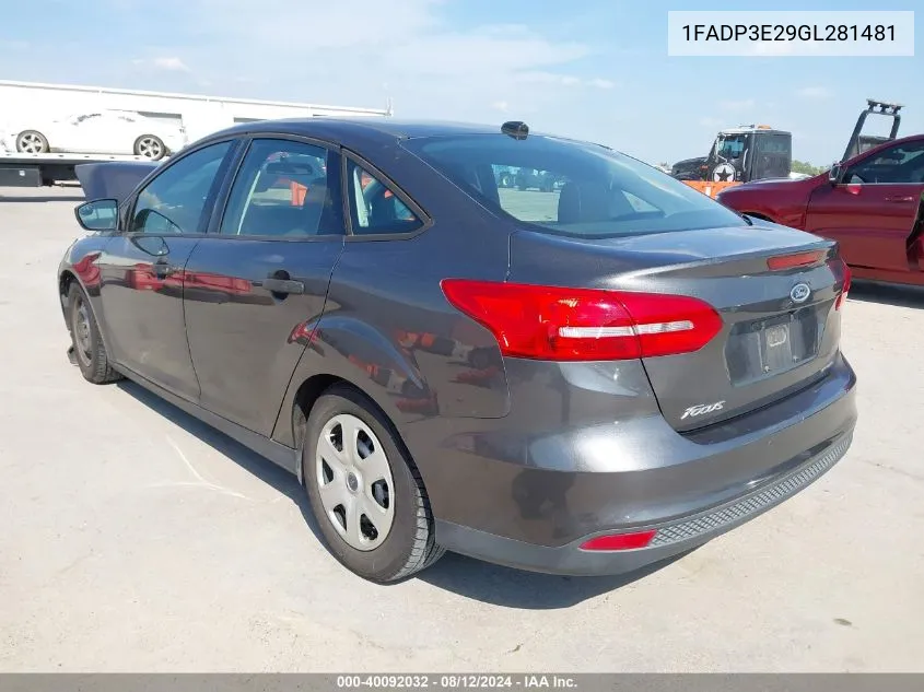 1FADP3E29GL281481 2016 Ford Focus S