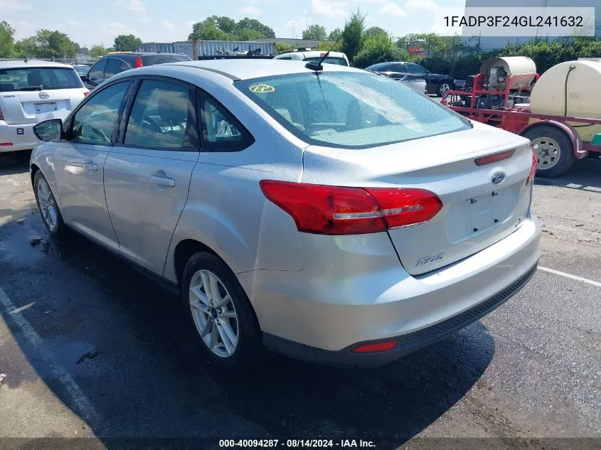 2016 Ford Focus Se VIN: 1FADP3F24GL241632 Lot: 40094287