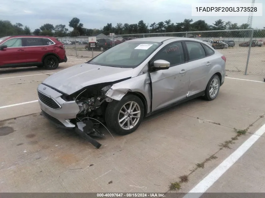 2016 Ford Focus Se VIN: 1FADP3F20GL373528 Lot: 40097647