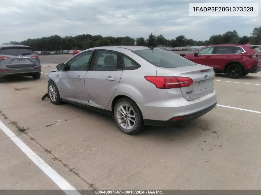 2016 Ford Focus Se VIN: 1FADP3F20GL373528 Lot: 40097647