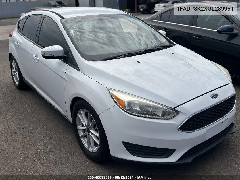 2016 Ford Focus Se VIN: 1FADP3K2XGL289951 Lot: 40099399